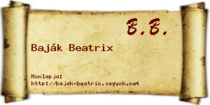 Baják Beatrix névjegykártya